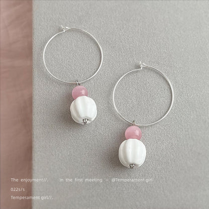 陶瓷花朵復古耳環－商品主圖｜https://igowo.tw/