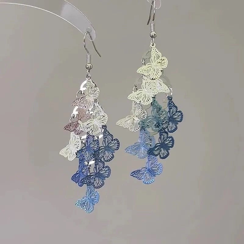 鋯石花朵流蘇垂墜耳釘－細節特寫58｜https://igowo.tw/