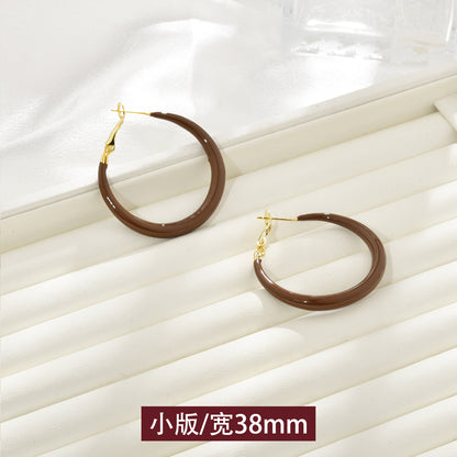 復古紅圓圈誇張耳環