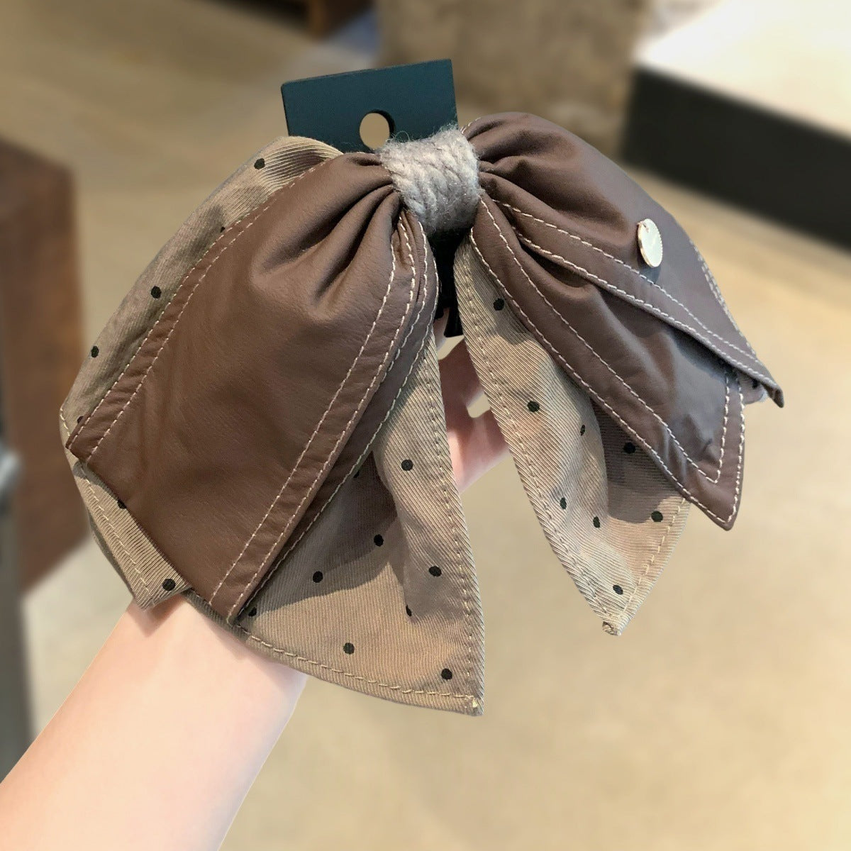 緞帶波點蝴蝶結髮夾