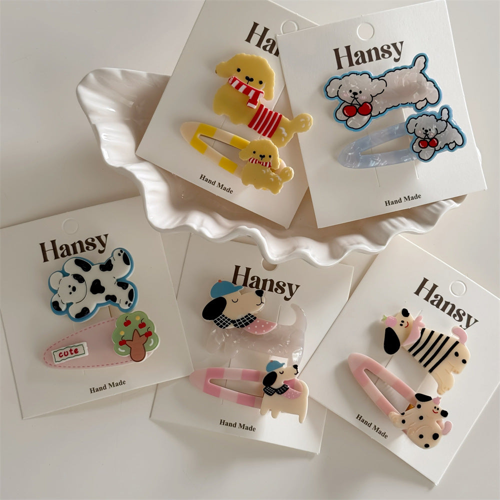 蝴蝶結卡通髮夾－可愛鴨夾-兩只貓款細節｜https://igowo.tw/