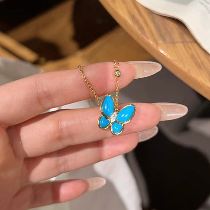 金色鋯石蝴蝶墜飾項鍊