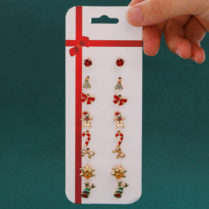 雪花聖誕鑲鑽耳環套組－細節特寫24｜https://igowo.tw/