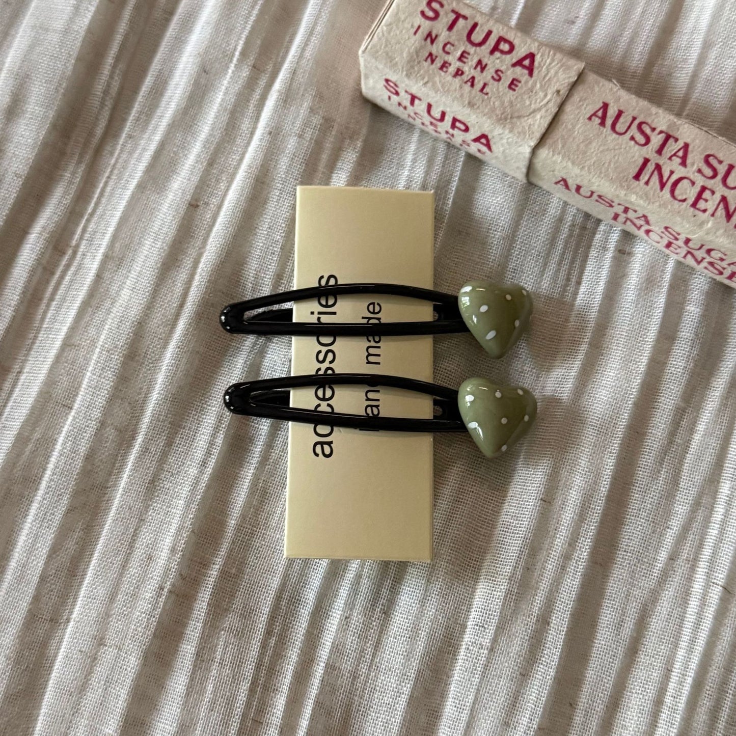 繽紛波點愛心髮夾
