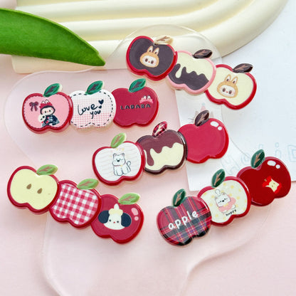 紅色蘋果小狗復古髮夾－商品主圖｜https://igowo.tw/