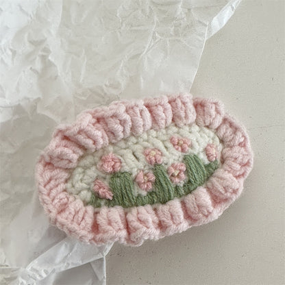 花朵刺繡編織髮夾