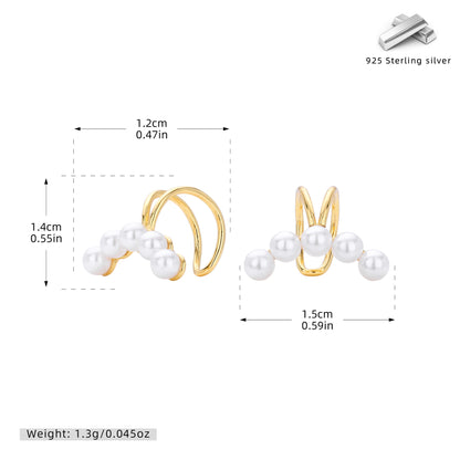 S925 新款鑲珍珠耳夾時尚簡約耳骨夾輕奢小眾百搭小眾飾品
