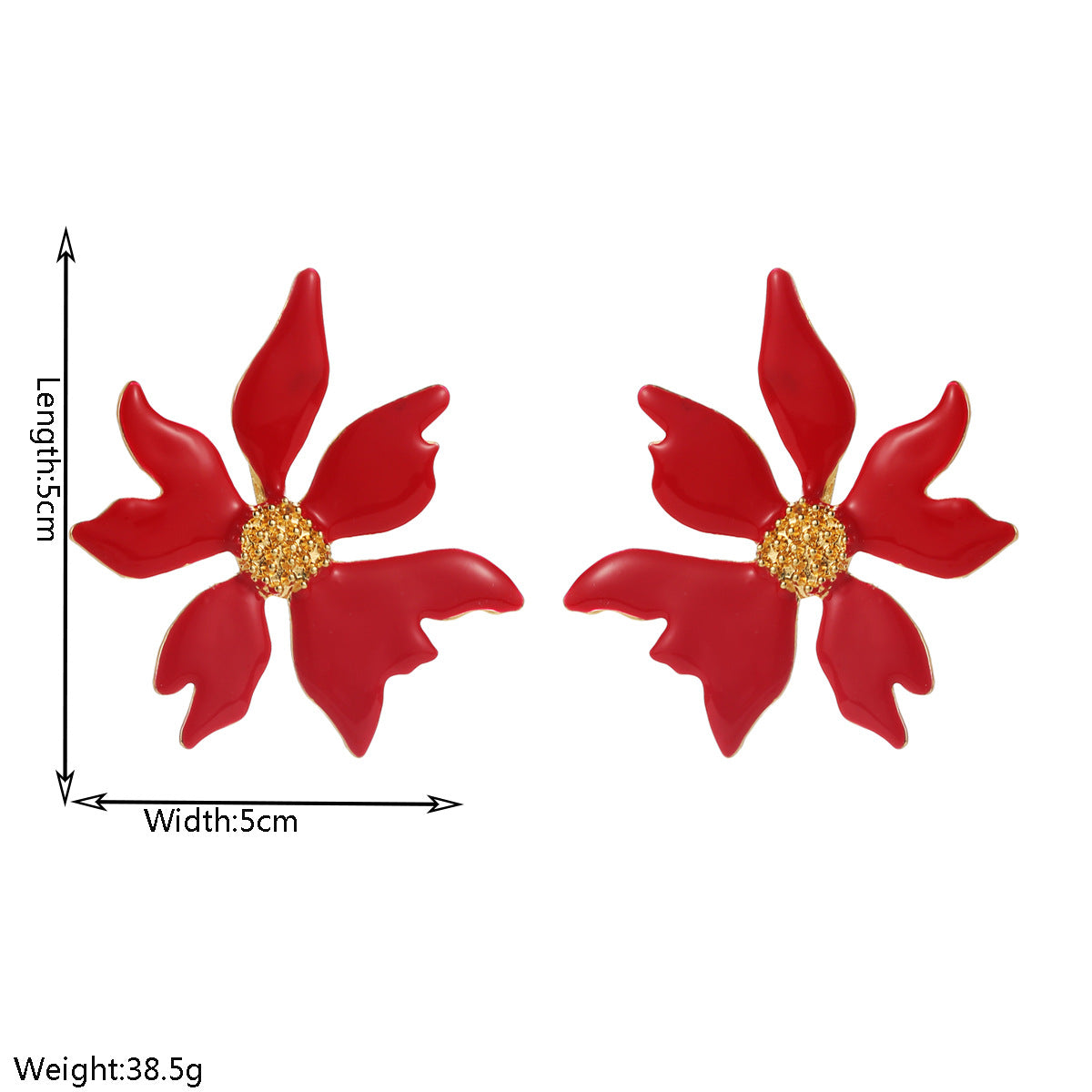 琺瑯花朵誇張耳環－綠色款實拍｜https://igowo.tw/