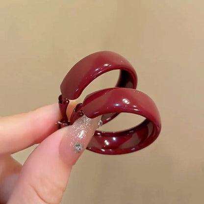 銀針安可拉紅色圓形愛心耳環港風復古耳圈耳釘小眾輕奢高級感耳飾