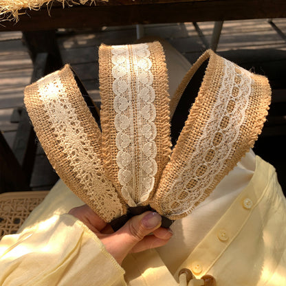 編織蕾絲髮箍－愛心款細節｜https://igowo.tw/