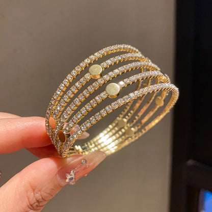 真金電鍍鋯石幾何卡扣手鐲輕奢高級感精致手環設計感小眾手飾批發