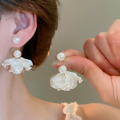 銀針超仙絕美布藝花朵流蘇耳環夏日海邊度假風耳環輕奢高級感耳飾