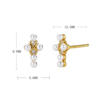 S925 氣質時尚小清新珍珠耳釘小眾設計仙氣甜美耳飾品
