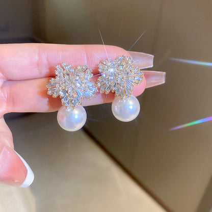 珍珠銀針花朵耳環－細節特寫37｜https://igowo.tw/