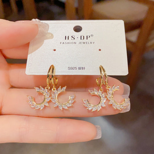 鋯石交叉簡約耳墜－商品主圖｜https://igowo.tw/