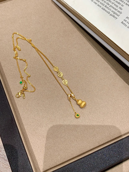 金色葫蘆拉絲復古項鍊