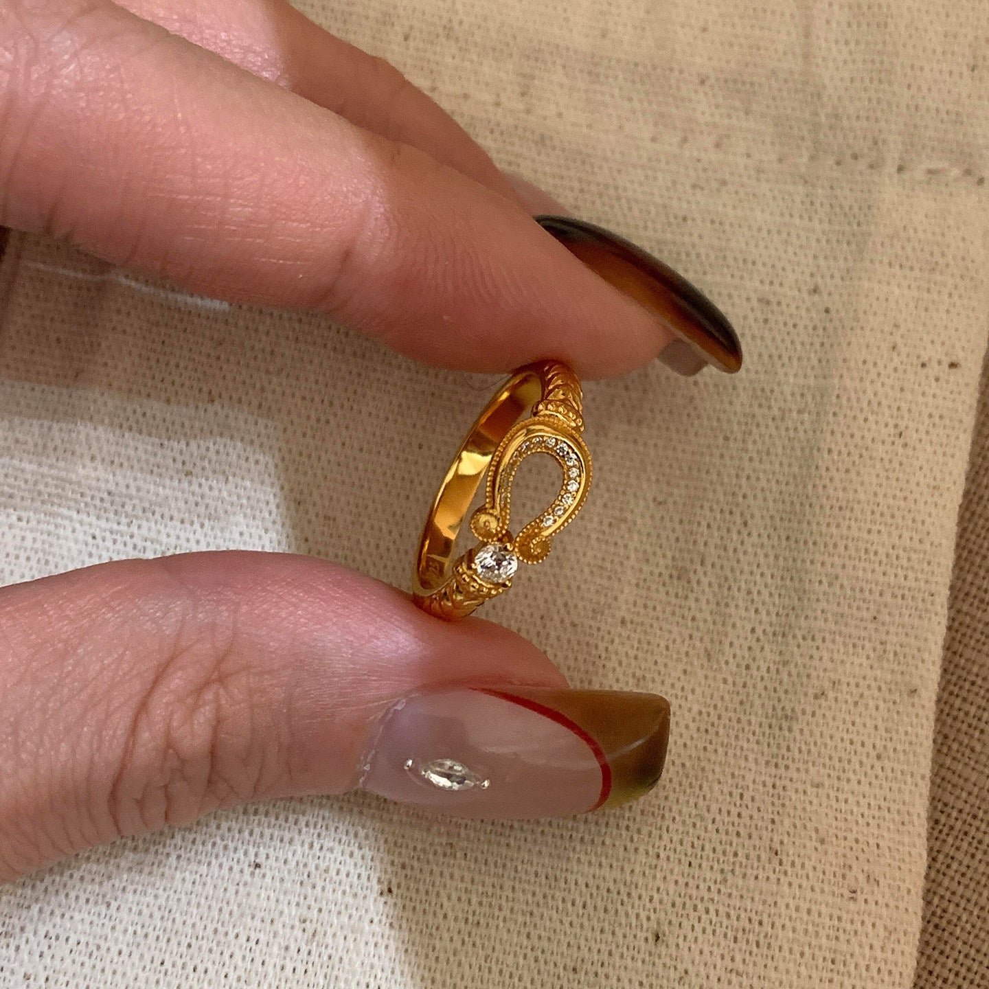 鋯石鑲鑽可調式戒指