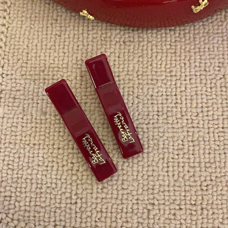 復古紅蝴蝶結髮夾