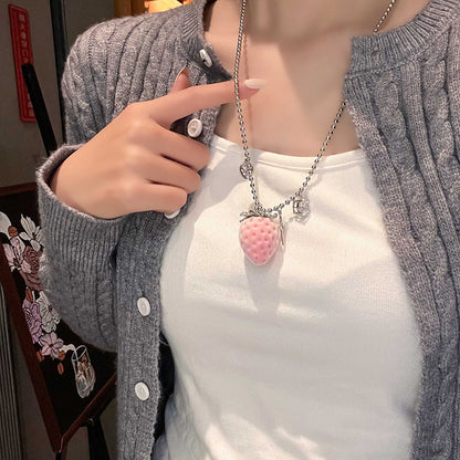 絨面鋯石草莓項鍊