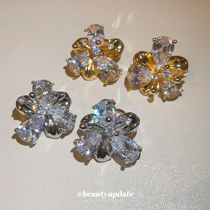 金色鋯石水滴電鍍耳夾－耳夾-銀色-一對款實拍｜https://igowo.tw/