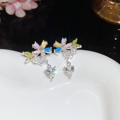 海邊度假風漸變油畫風花瓣耳釘小清新甜美耳環輕奢小眾高級感耳飾