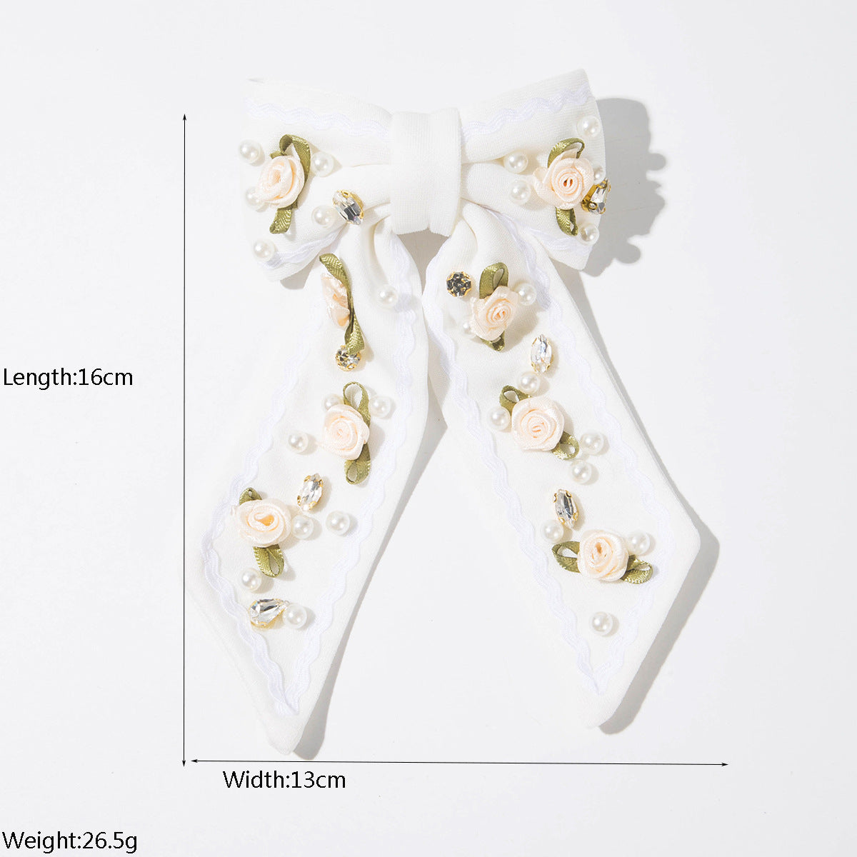珍珠愛心花朵簡約髮夾－白色花朵款實拍｜https://igowo.tw/