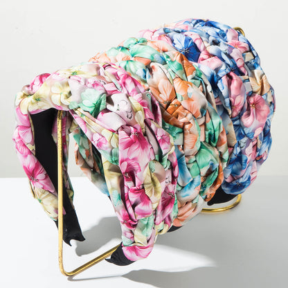 花朵寬版編織髮箍－商品主圖｜https://igowo.tw/