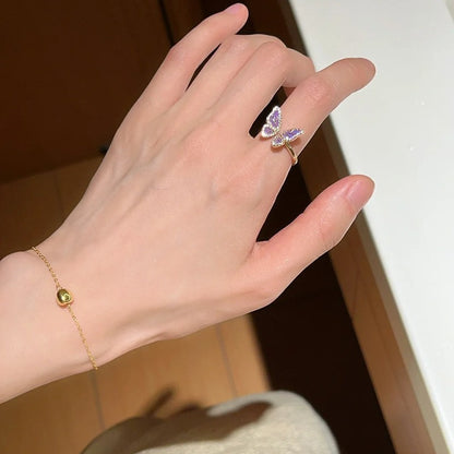 彩色琺瑯蝴蝶戒指－細節特寫4｜https://igowo.tw/