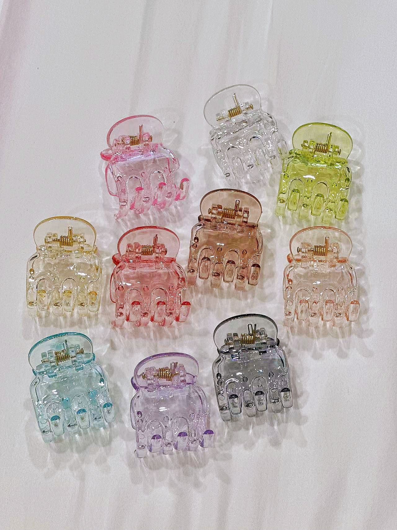 透明卡通小巧鯊魚夾－3.5透明綠色款細節｜https://igowo.tw/