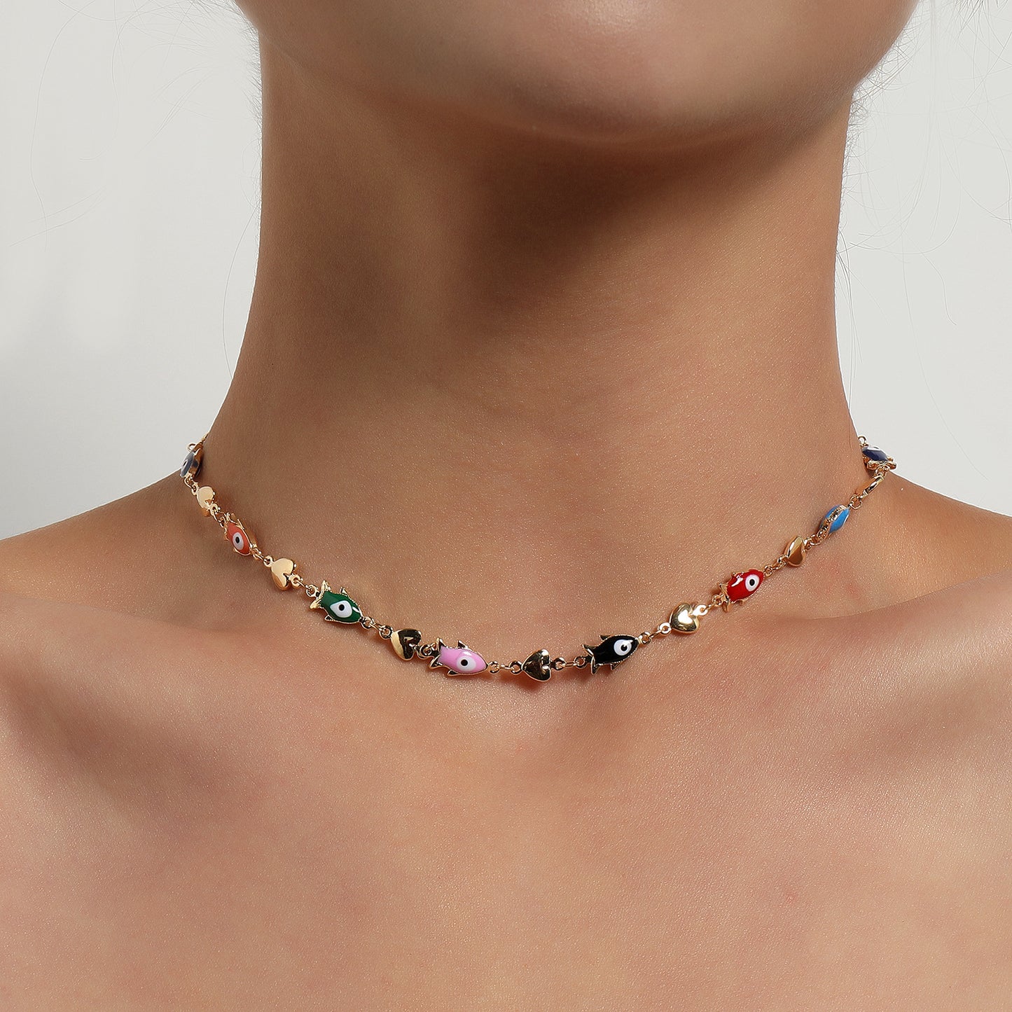 琺瑯魚尾愛心項鍊－商品主圖｜https://igowo.tw/