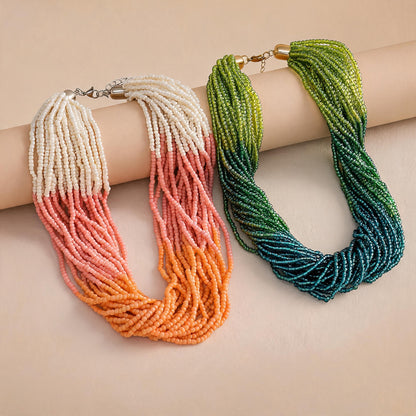 水晶串珠多層簡約項鍊－細節特寫2｜https://igowo.tw/
