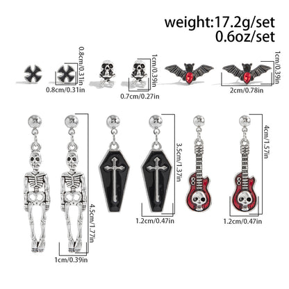 黑色十字骷髏耳釘套組－細節特寫6｜https://igowo.tw/
