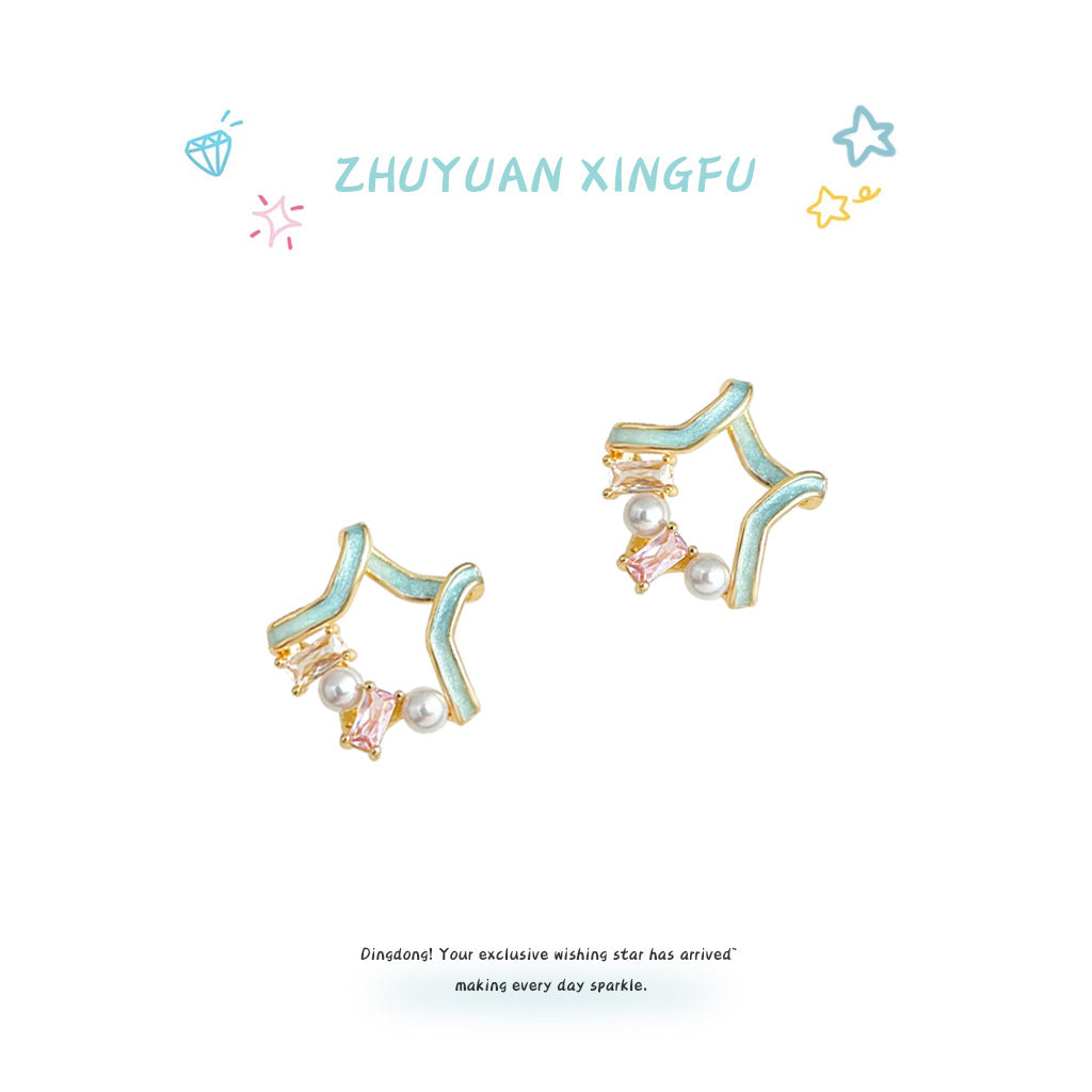 鋯石銀針星星微鑲耳釘－商品主圖｜https://igowo.tw/