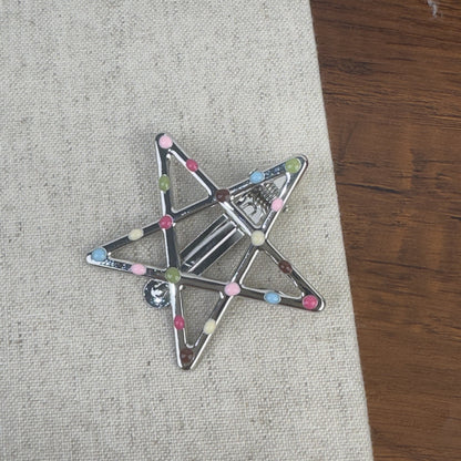 銀色琺瑯金屬髮夾