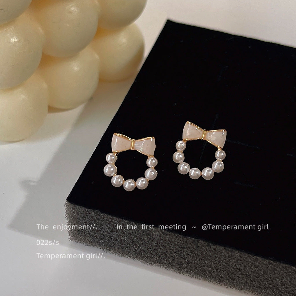琺瑯蝴蝶結簡約耳釘