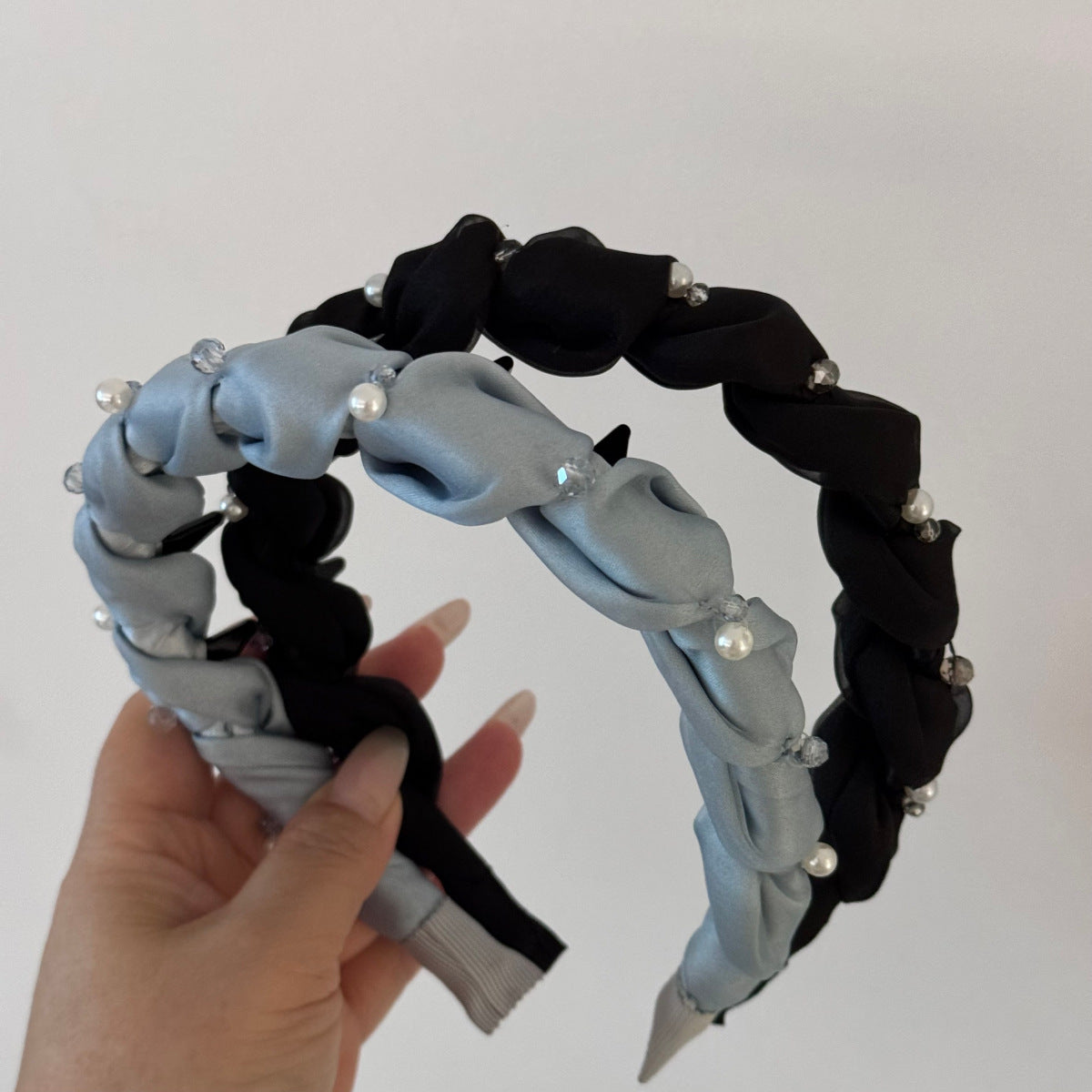 水晶珍珠纏繞髮箍－細節特寫2｜https://igowo.tw/