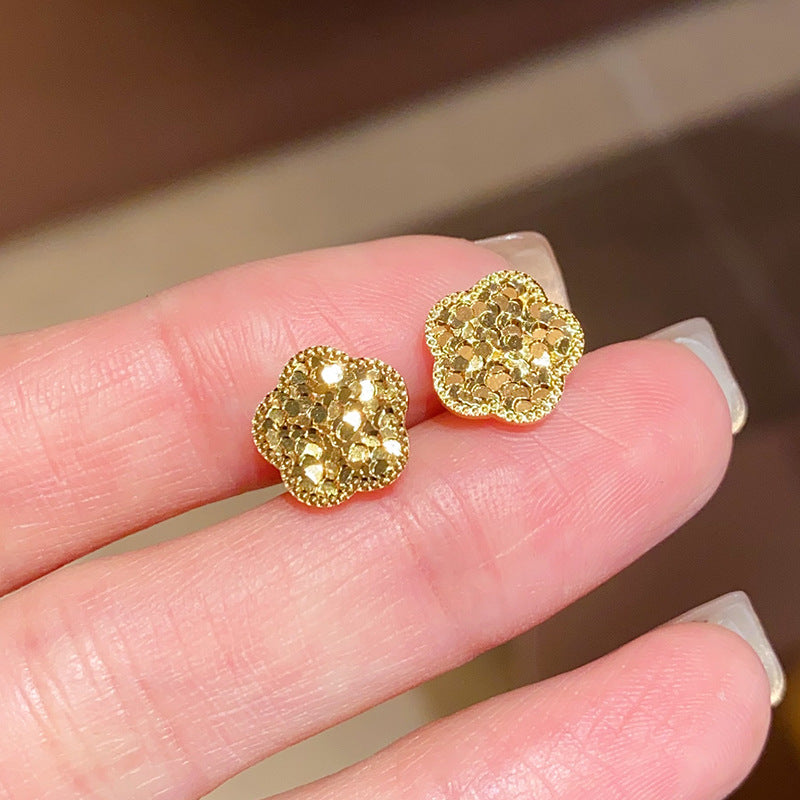 銀針亮片花朵耳釘復古輕奢時尚氣質耳環個性高級感耳飾設計感小眾