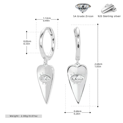 S925 耳環立體設計愛心眼睛耳墜守護寓意高級感耳飾品