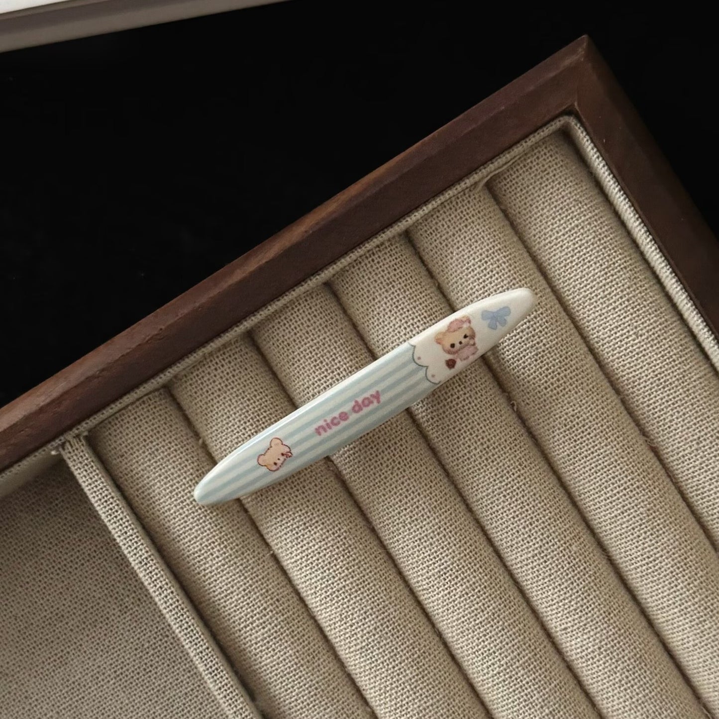 繽紛格紋小熊髮夾