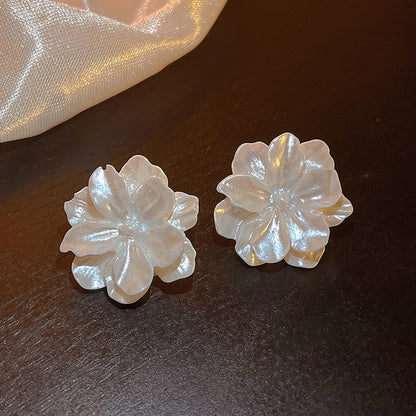 S925銀針白色花朵耳環