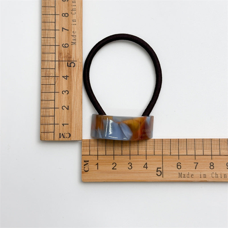 醋酸板材幾何復古髮圈－弧形髮繩綠色款細節｜https://igowo.tw/