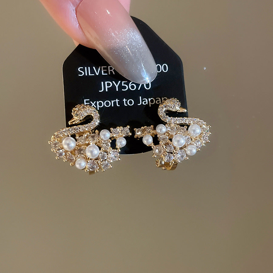 耳夾~18k真金電鍍鋯石幾何珍珠耳夾復古氣質耳環輕奢高級感耳飾女
