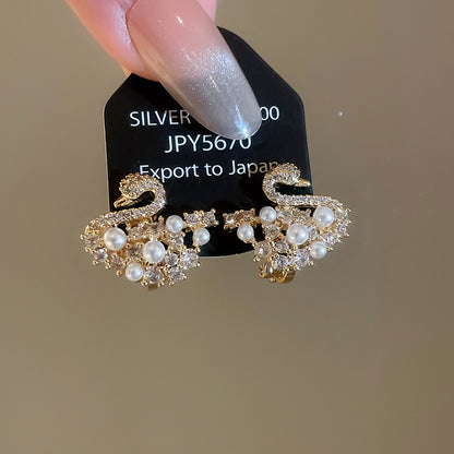 耳夾~18k真金電鍍鋯石幾何珍珠耳夾復古氣質耳環輕奢高級感耳飾女