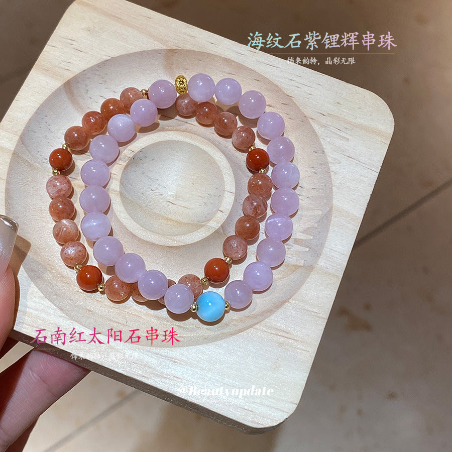 天然石庫克貝殼珠雙層串珠手鏈小眾設計氣質手串新中式百搭手環女