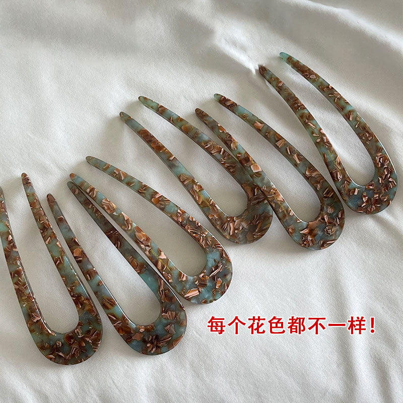 U形簡約髮簪－咖色款實拍｜https://igowo.tw/