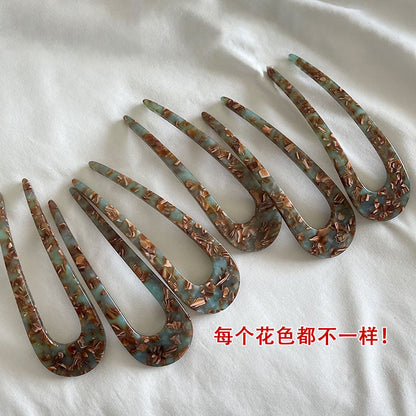 U形簡約髮簪－咖色款實拍｜https://igowo.tw/