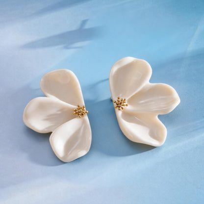 樹脂銀針花朵暈染耳釘
