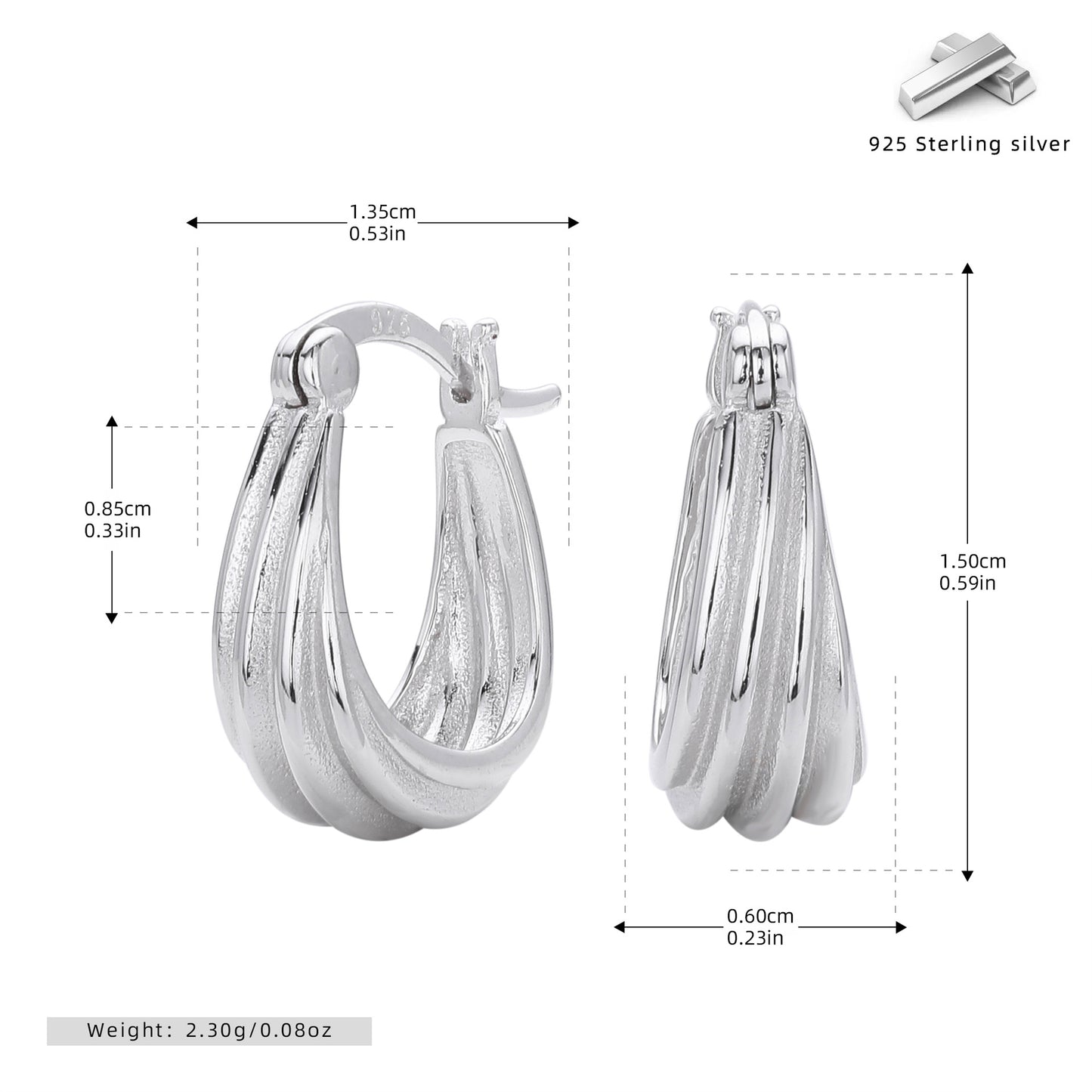 S925 新款耳環幾何線條弧面耳飾法式時髦極簡百搭飾品女生