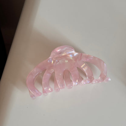 醋酸板材復古髮夾－醋酸菊花抓-椰果款細節｜https://igowo.tw/