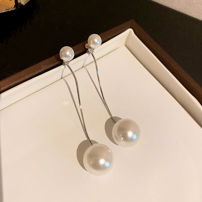 韓國氣質長款珍珠耳環歐美時尚個性耳釘甜美耳墜簡約流蘇耳飾